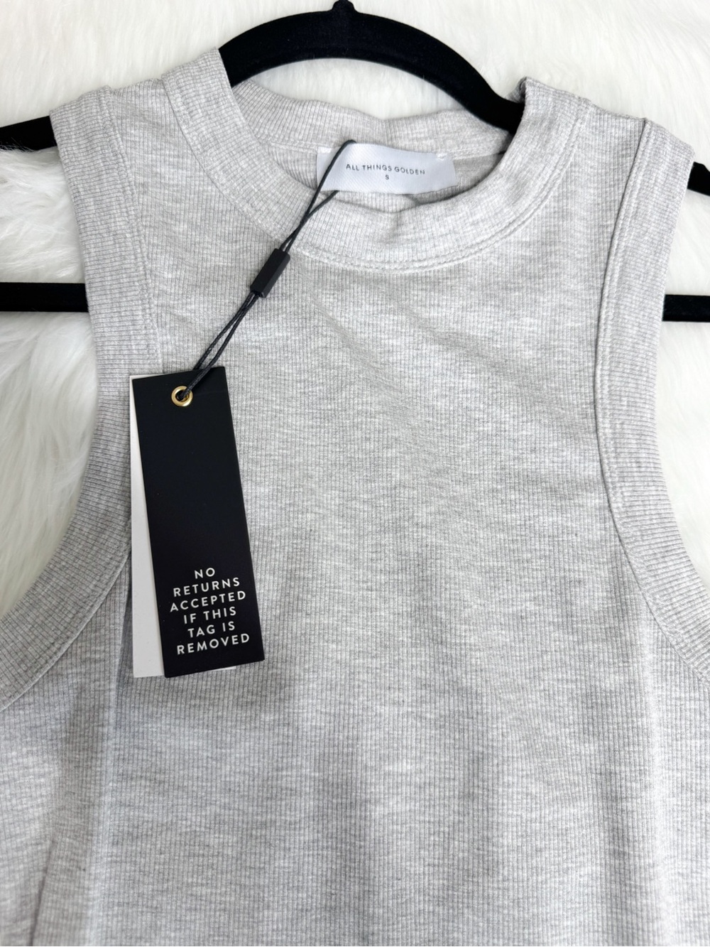 All Things Golden THE LUXE RIBBED high neck MUSCLE DRESS small NWT - Picture 3 of 5